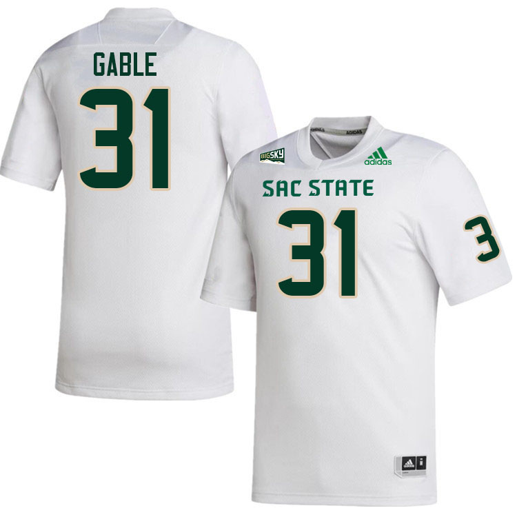 Sacramento State Hornets #31 Elijah Gable College Football Jerseys Stitched Sale-White